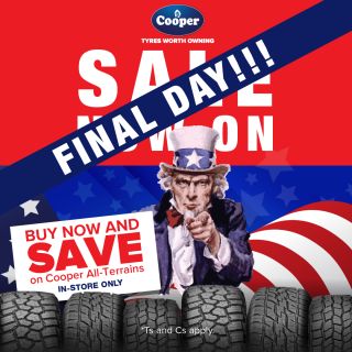 It's the Final Day for the Cooper “All On, All-Terrain" November Sale! Now is the time to get to your local Cooper retailer and take advantage of great prices across our All Terrain range!
-
#coopertires #November #sale #4WD #lastday #australia #saletime #offroad #offroading #travel #outback #outbackaustralia